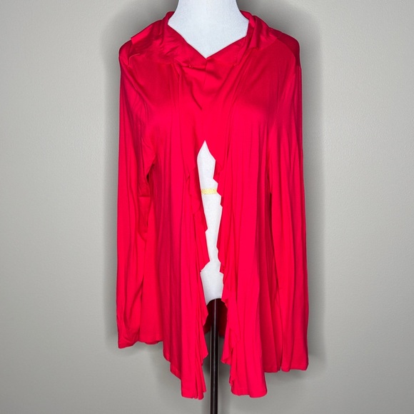 INC womens red ruffled open front cardigan sweater size XL. - Picture 1 of 5